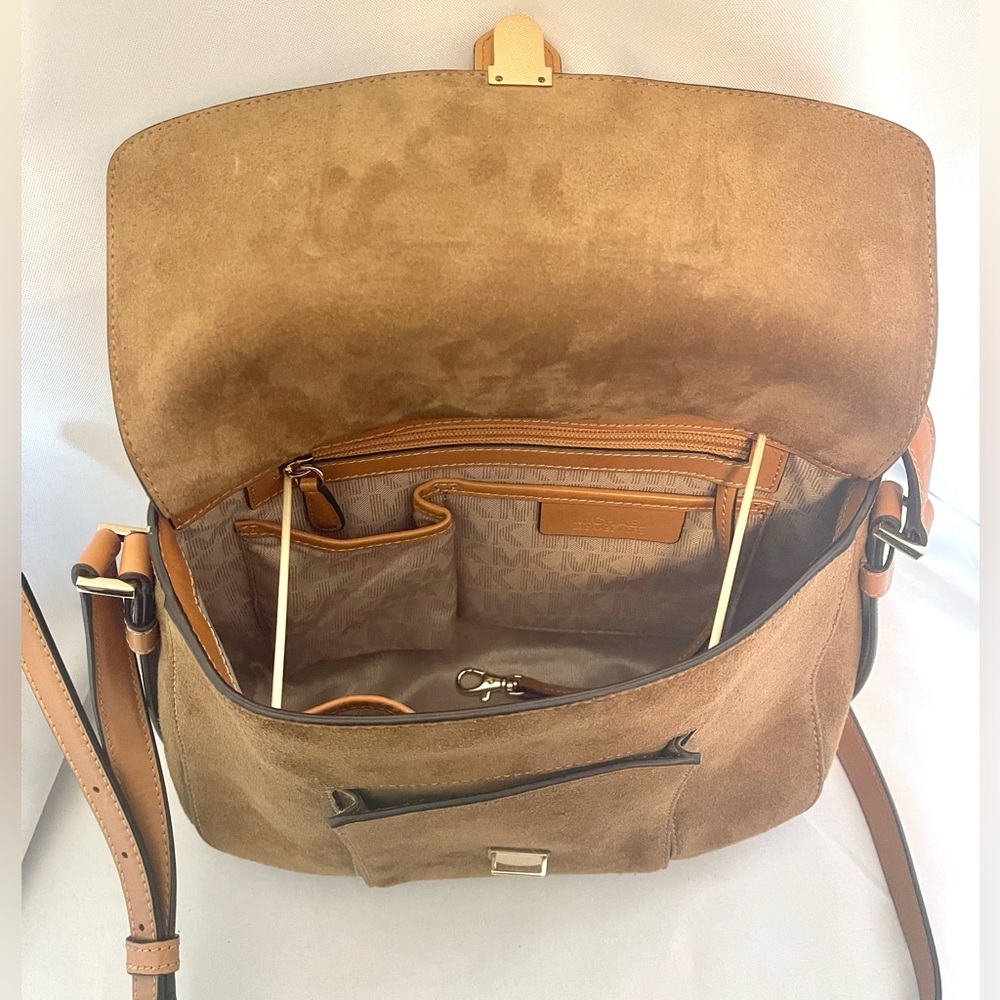 Michael Kors Brown Suede Crossbody Satchel - Picture 7 of 8